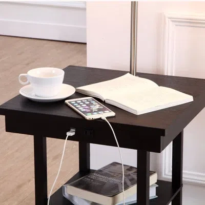 Brightech Madison 56 In. Modern Led Bedside Table Lamp With Fabric Drum Shade And Built-in Usb Port - Bundle S In Multi