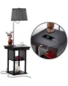 Brightech Madison Black Side Table & Lamp With Usb Port In Black