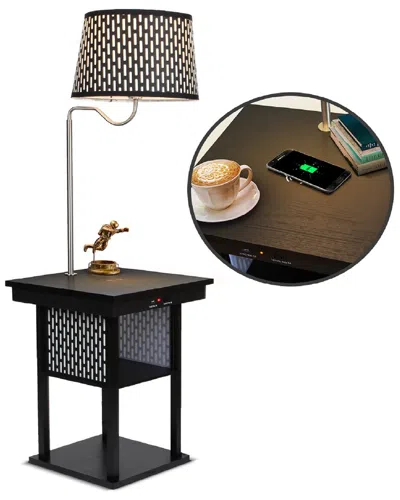 BRIGHTECH BRIGHTECH MADISON BLACK SIDE TABLE & LAMP WITH USB PORT