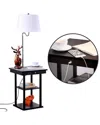 Brightech Madison Black Side Table & White Lamp With Usb Port In Black