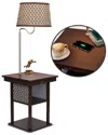 Brightech Madison Brown Side Table & Lamp With Usb Port In Brown