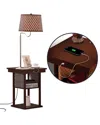 Brightech Madison Brown Side Table & Lamp With Usb Port In Brown