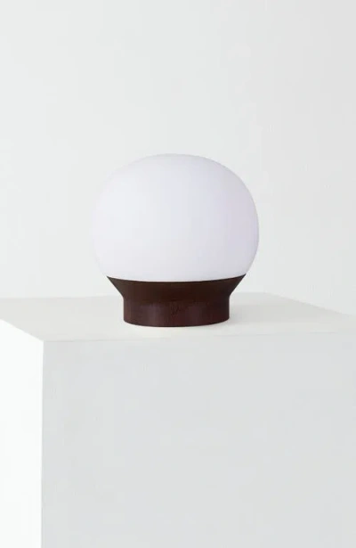 Brightech Marlow 6" Led Dimmable Globe Table Lamp With Wooden Base In White
