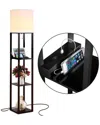 Brightech Maxwell Black Led Shelf Floor Lamp With Usb Port In Black