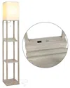 Brightech Maxwell Natural Led Shelf Floor Lamp With Usb Port In Brown