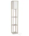 Brightech Maxwell Rustic Wood Led Shelf Floor Lamp In Brown