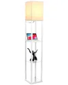Brightech Maxwell White Led Shelf Floor Lamp With Usb Port In White