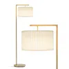 Brightech Montage Modern Led Floor Lamp - Pleated Shade In Brass