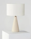 Brightech Nathaniel 20" Cement Led Table Lamp With Cream Cotton Drum Shade In Beige/cream