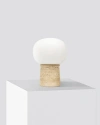 Brightech Neptune 12" Led Table Lamp With Natural Travertine Stone Base In Tan