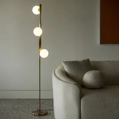 Brightech Nola 60 In. Industrial 3-way Dimming Led Floor Lamp With 3 Glass Globe Shades