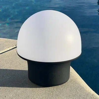 Brightech Portobello 6.6" Water-resistant Usb-c Rechargeable Led Table Lamp – Portable, Indoor/outdoor, 3-way  In Black