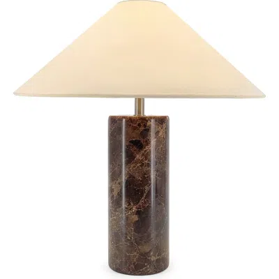 Brightech Runo 14" Led Table Lamp With Natural Stone Base In Brown