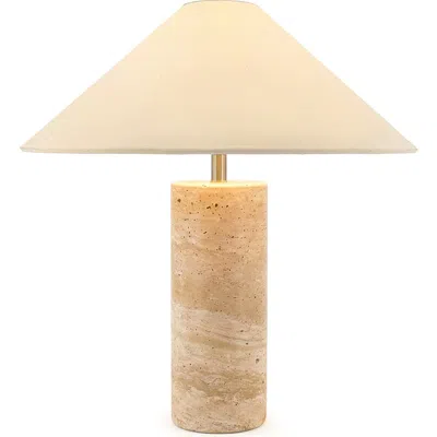 Brightech Runo 14" Led Table Lamp With Natural Stone Base In Neutral