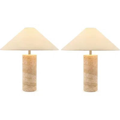 Brightech Runo Led Table Lamps With Shades, Set Of 2 In Brown
