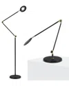 Brightech Sage Led 2-in-1 Modern Floor And Desk Lamp Combo With 3 Color Modes - Black In Black