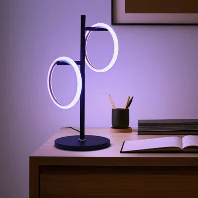 Brightech Saturn 21 In. Industrial Integrated Led Desk Table Lamp With Built-in Function In Black