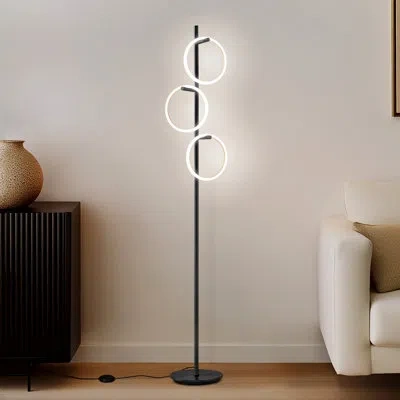 Brightech Saturn 66 In. Industrial 3-light 3-way Dimming Led Floor Lamp In Black