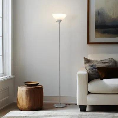 Brightech Sky Dome 72 In. Industrial 3-way Dimming Led Floor Lamp With Plastic Bowl Shade In Silver