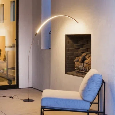 Brightech Sparq Arc 67 In. Industrial Led Floor Lamp With Built-in 3-way Dimmer In Black