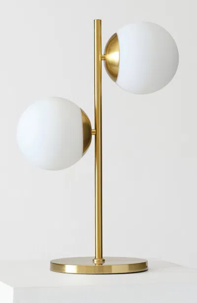 Brightech Sphere 20 In. Antique Brass Mid-century Modern Integrated Led Table Lamp In Gold