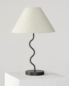 Brightech Squiggle 22' Led Table Lamp With Twisting Base And Ivory Empire Shade In Classic Black