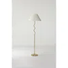 Brightech Squiggle 62' Led Modern Wavy Floor Lamp With Fabric Shade In Antique Brass