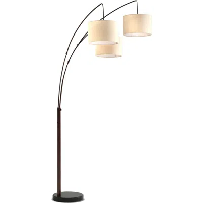 BRIGHTECH BRIGHTECH TRILAGE 84" ADJUSTABLE TALL LED FLOOR LAMP WITH 3 FABRIC DRUM SHADES, BULBS INCLUDED