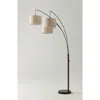 Brightech Trilage 84" Adjustable Tall Led Floor Lamp With 3 Fabric Drum Shades, Bulbs Included In Brown