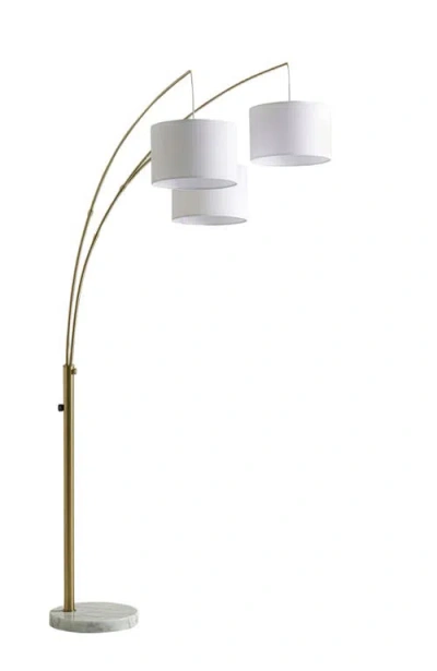 Brightech Trilage 84" Adjustable Tall Led Floor Lamp With 3 Fabric Drum Shades, Bulbs Included In White