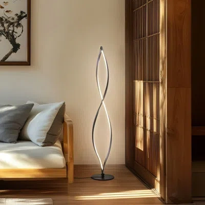 Brightech Twist 43 In. Industrial 2-light Led Energy Efficient Floor Lamp With Built-in 3-way Dimmer In Black