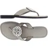 Brighton Alice Ferrara Beachwood Embellished Leather Flat Thong Sandal In Gray