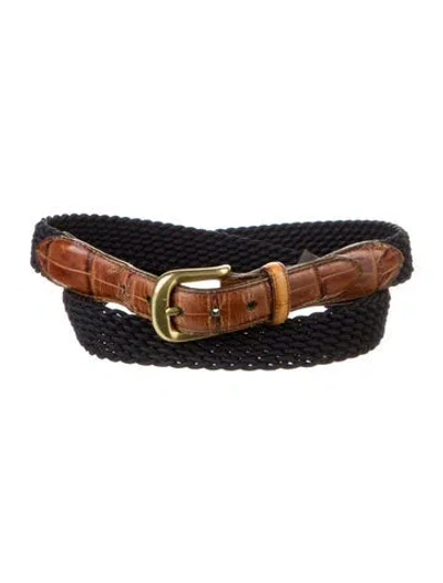 Pre-owned Brighton Alligator Braided Accents Belt In Multi