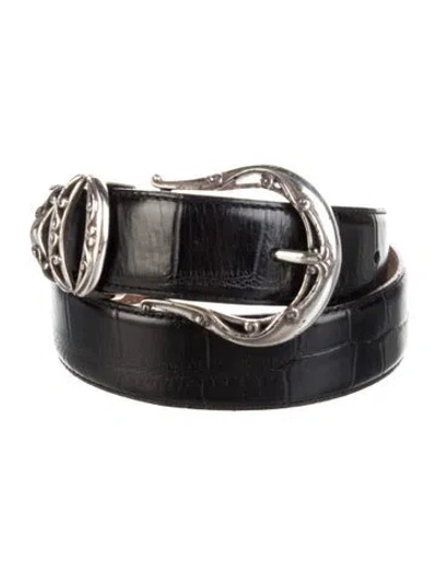 Pre-owned Brighton Alligator Waist Belt In Black
