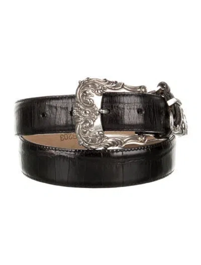 Pre-owned Brighton Alligator Waist Belt In Black