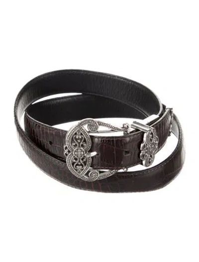 Pre-owned Brighton Alligator Waist Belt In Brown