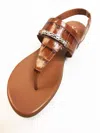 Brighton Annie Luggage Croc Flat Thong Leather Sandal In Luggage Tan In Multi