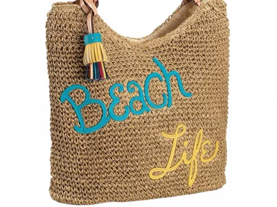 Brighton Beach Life Weaved Rattan Tote Purse In Brown
