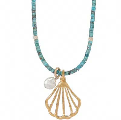 Brighton Calypso Shell Necklace In Turquoise In Gold