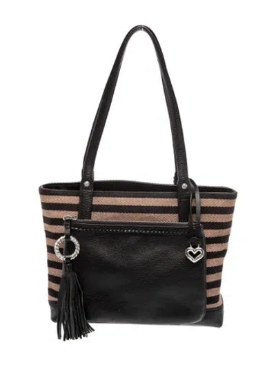 Pre-owned Brighton Canvas Shoulder Bag In Black
