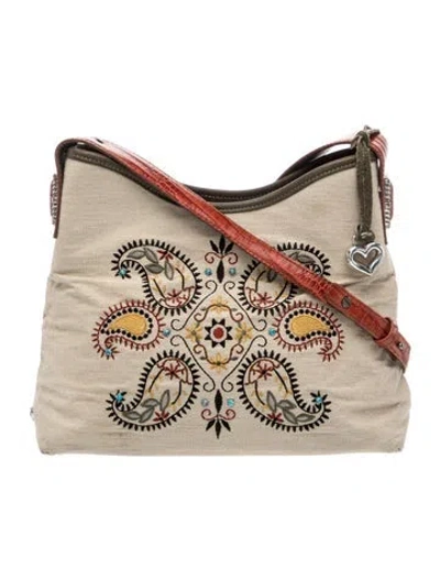 Pre-owned Brighton Canvas Shoulder Bag In Neutrals