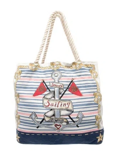 Pre-owned Brighton Canvas Tote In Blue