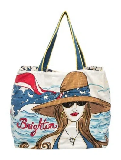 Pre-owned Brighton Canvas Tote In Blue