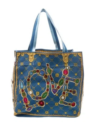 Pre-owned Brighton Canvas Tote In Blue
