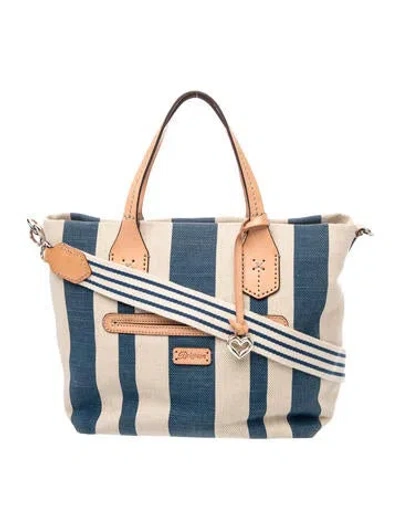 Pre-owned Brighton Canvas Tote In Blue/neutrals