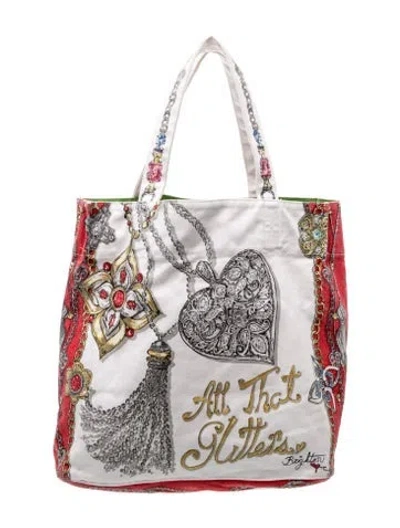 Pre-owned Brighton Canvas Tote In Silver