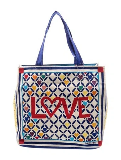 Pre-owned Brighton Canvas Tote W/ Tags In Blue/neutrals