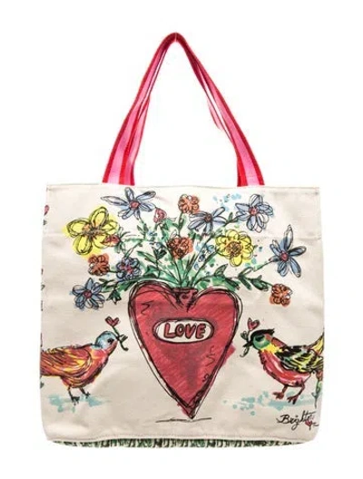 Pre-owned Brighton Canvas Tote W/ Tags In Red