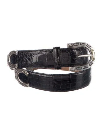 Pre-owned Brighton Crocodile Belt In Black