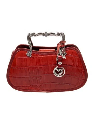 Pre-owned Brighton Crocodile Top Handle Bag In Red